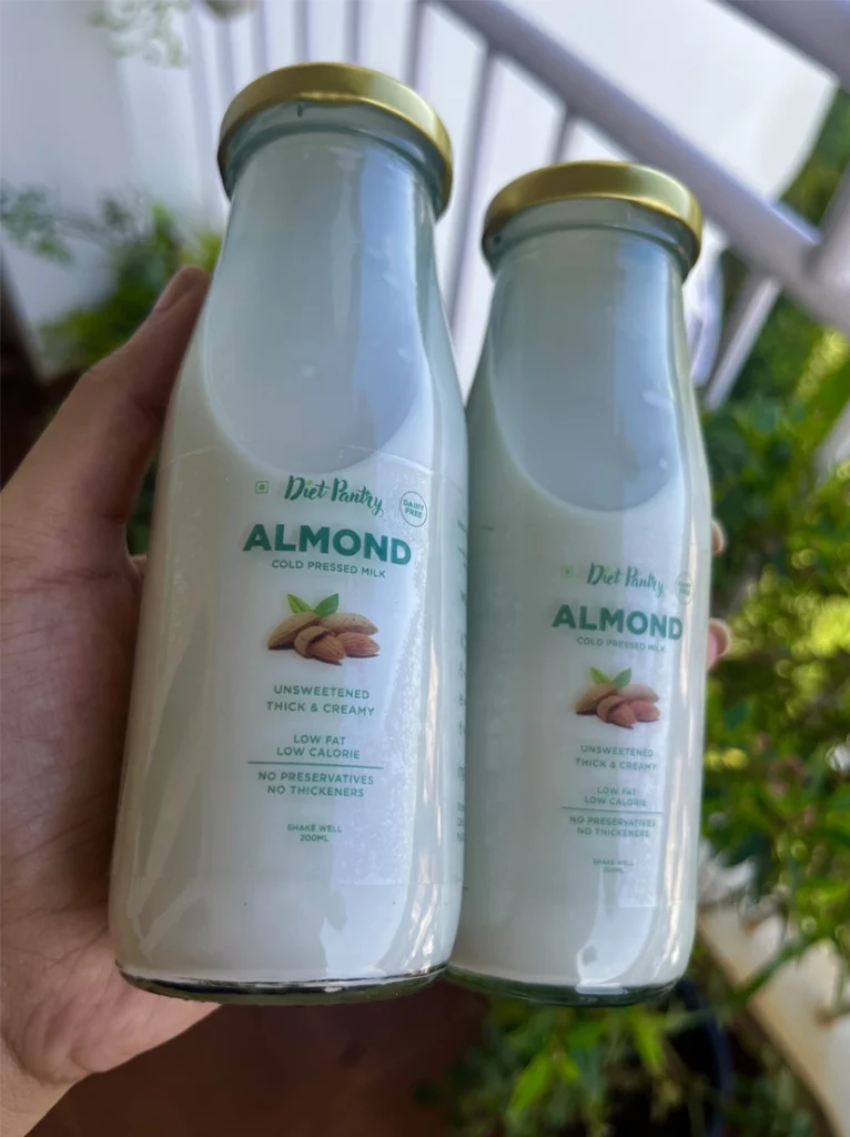 The first bottle of Diet Pantry almond milk (April 2024)